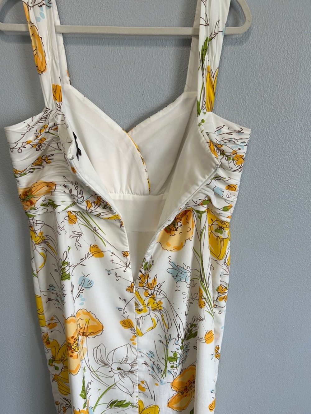 Alex Marie White Midi Dress with Yellow Floral Print Size 16 - Picture 3 of 5